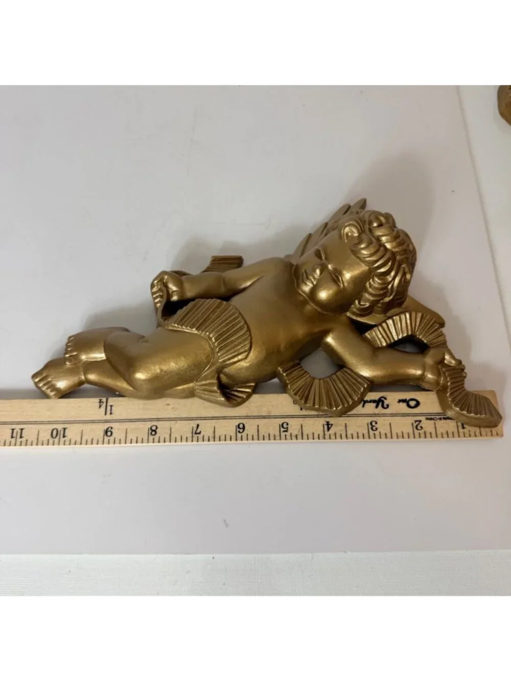 Vintage Burwood Cherub Wall Plaques Set of 2 Regency Gold Angel Hanging Pair